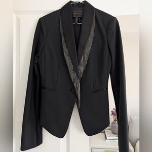 BCBGMaxAzria Black Blazer with Metal Fringe Accents - XS
